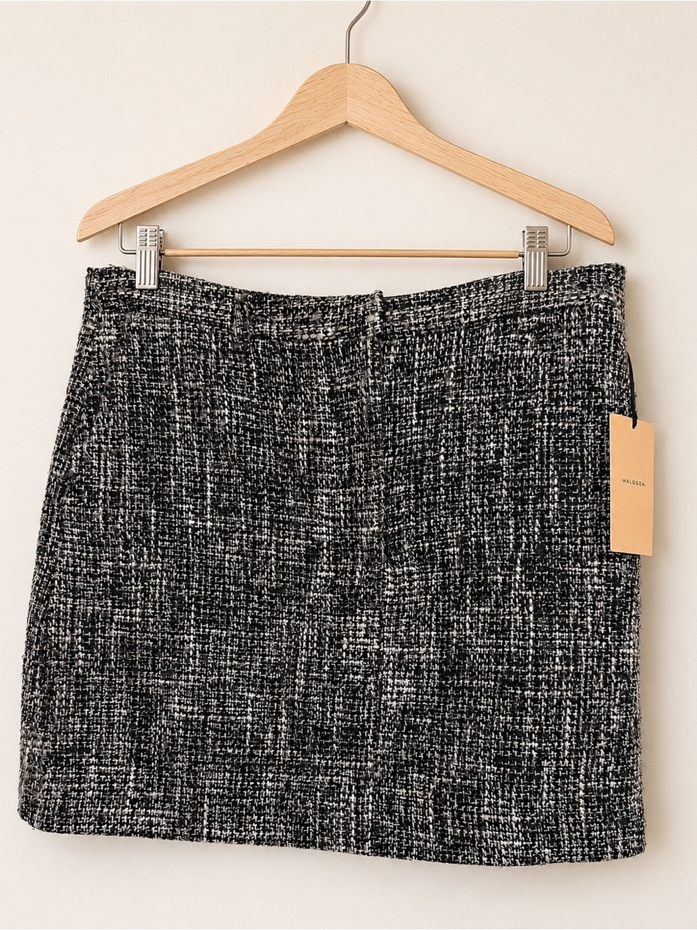 Halogen Black & White Tweed Mini Skirt Size 12 NWT